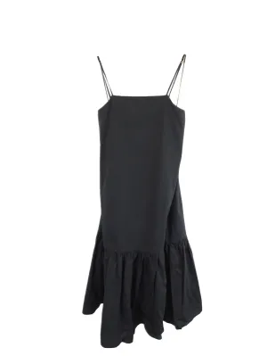 Amelius 'Zadie' Black Poplin Midi Dress 12 | BNWT