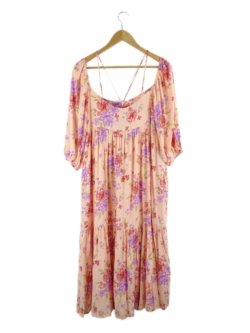 Feather   Noise Orange And Purple Floral Dress 10