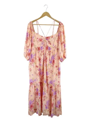 Feather   Noise Orange And Purple Floral Dress 10