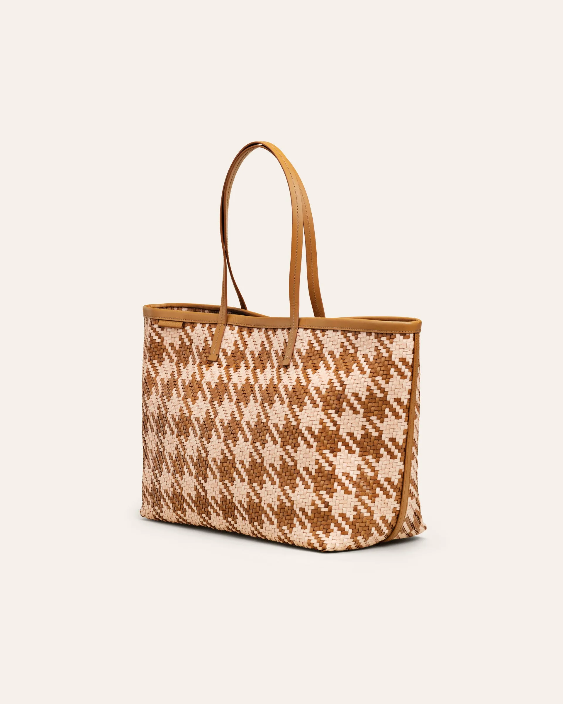 ISAI Hound Tooth Camel Twill Shopper bag