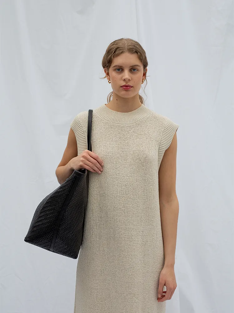 ISAI Hound Tooth Camel Twill Shopper bag