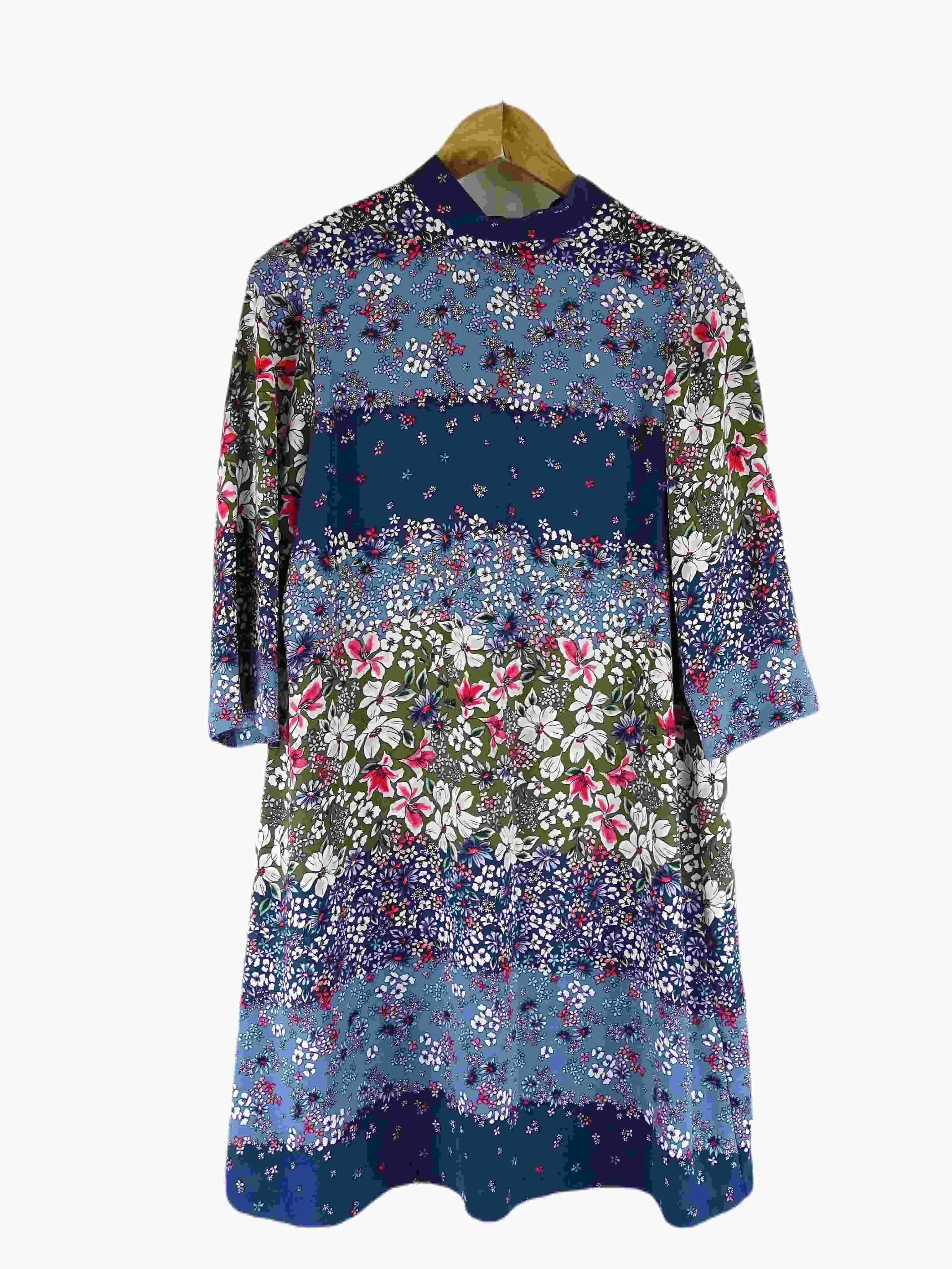 M&S Blue Floral Print Mini Dress 10