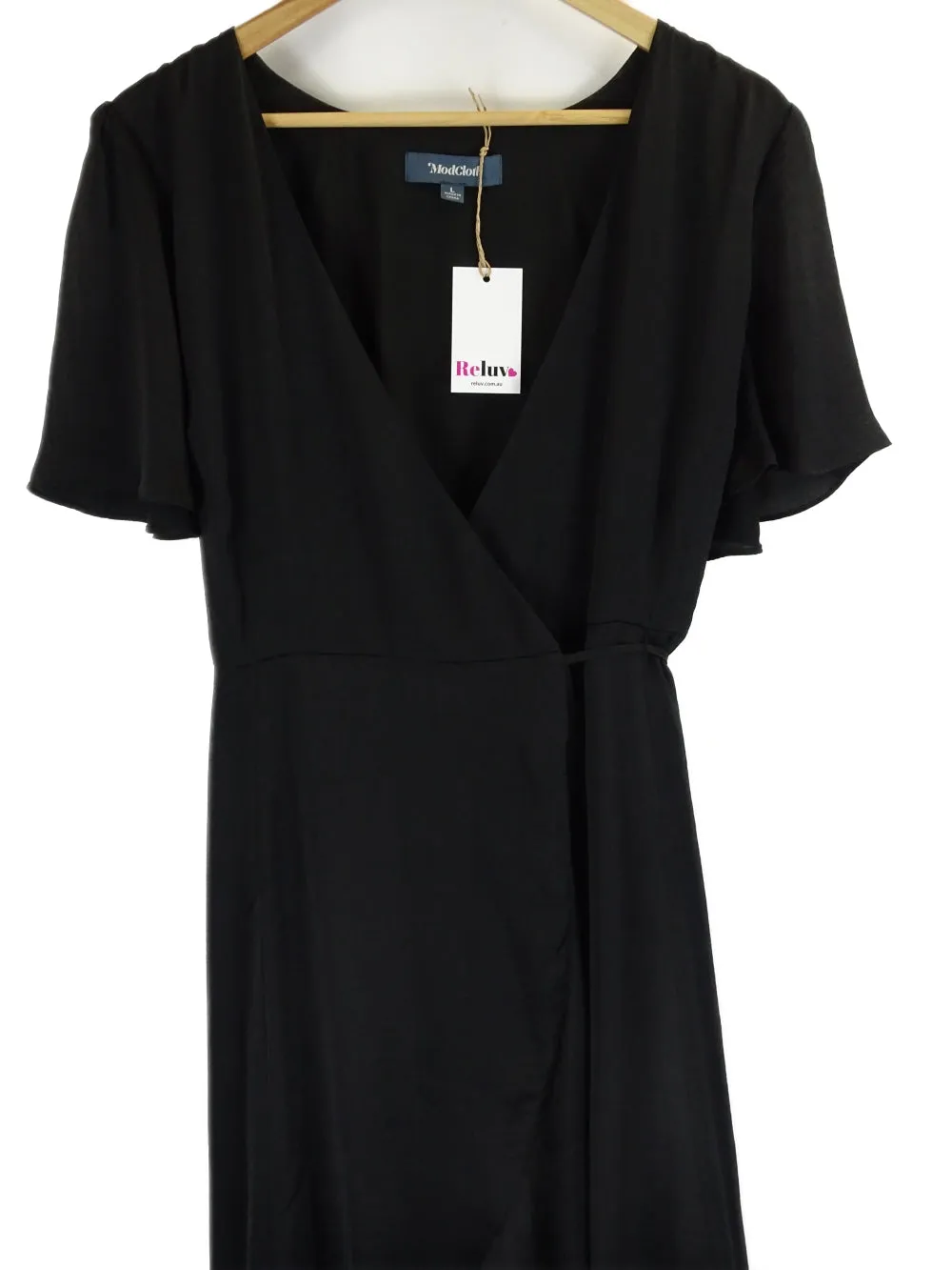 Modcloth Black Short Sleeve Wrap Dress L