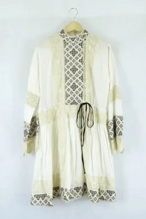 Tory Burch Embroidered Printed Dress Cream 6 (AU 10)