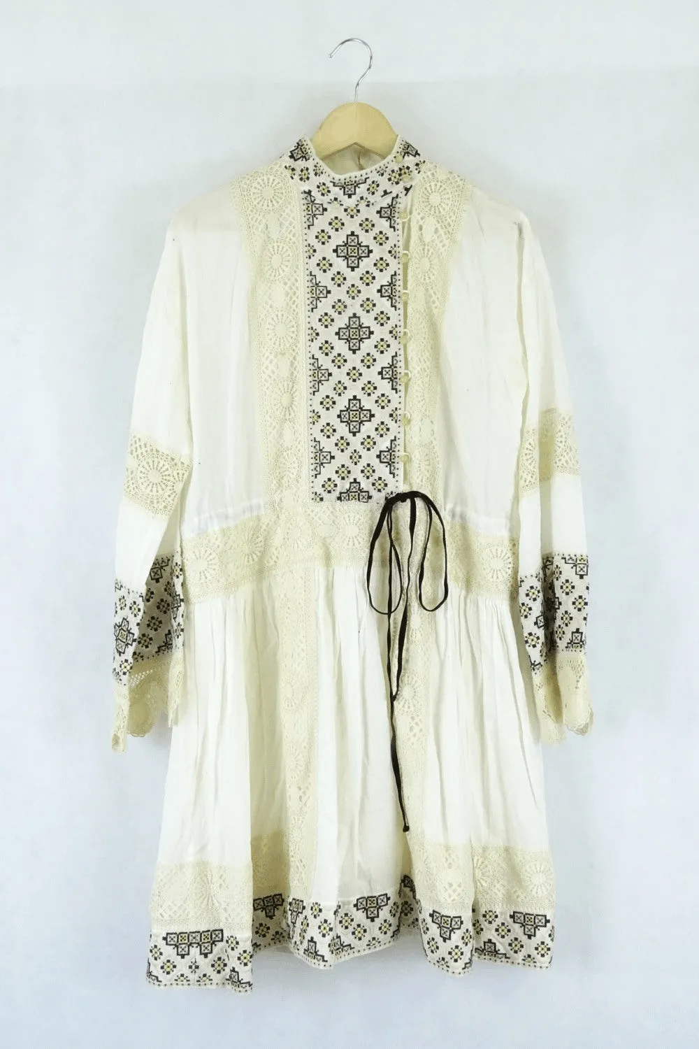 Tory Burch Embroidered Printed Dress Cream 6 (AU 10)