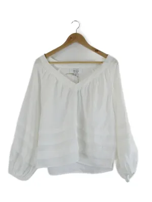 Wish 'Glow' White Linen Blouse 12 | BNWT
