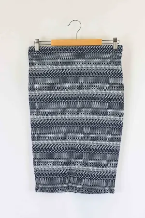 Zara Blue And White Patterned Skirt S